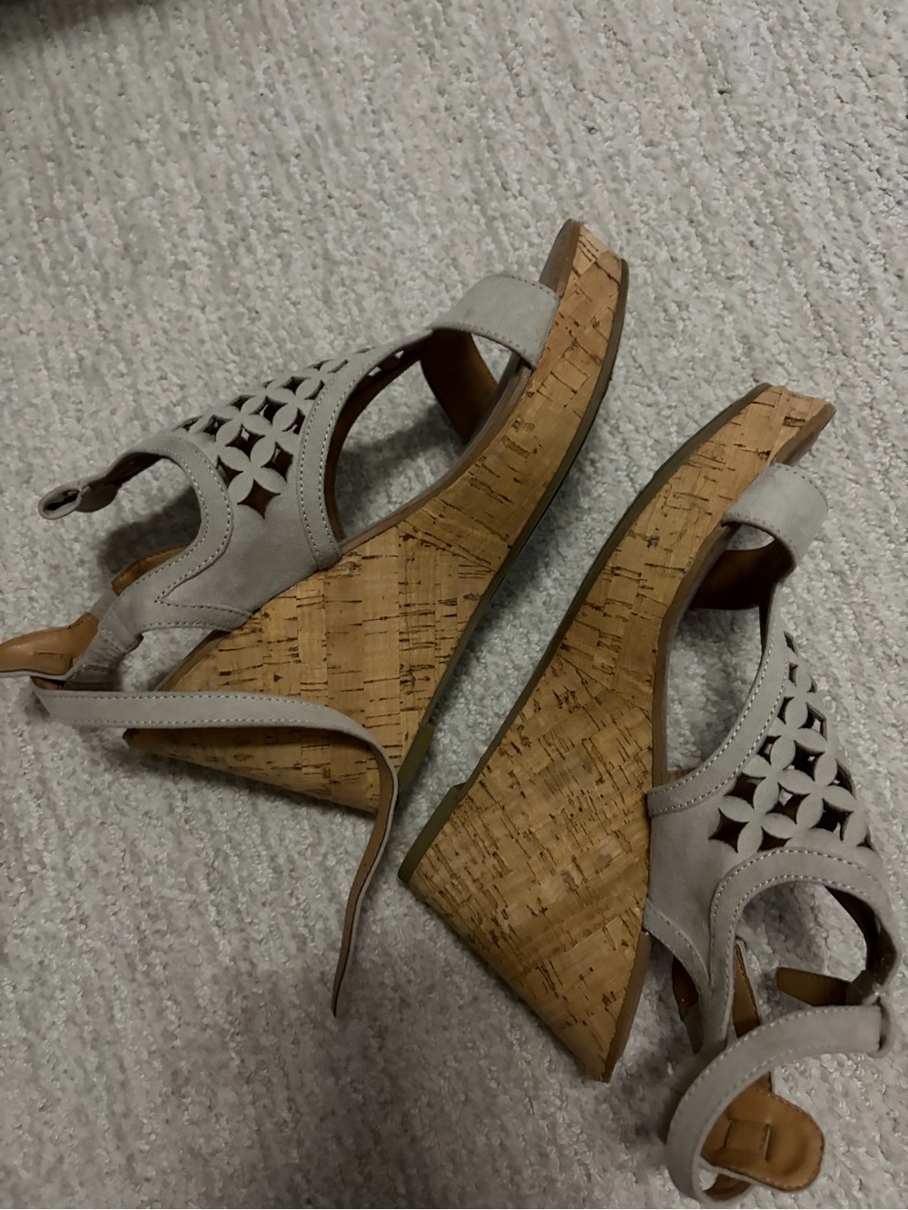 Franco Sarto Light Gray Cork Wedge Sandals